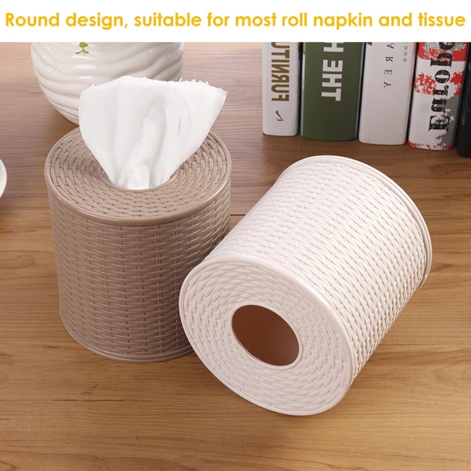 Round Container For Tissue, Living Room Bedroom Napkin Holder, Home Toilet Paper Storage Container, Dustproof Hotel Decorative Tissue Box Round Container For Tissue, Living Room Bedroom Napkin Holder, Home Toilet Paper Storage Container, Dustproof Hotel Decorative Tissue Box